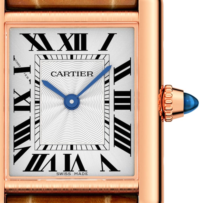 Cartier Tank Louis Cartier Watch Small Model, Hand-Wound Mechanical Movement, Rose Gold, Leather