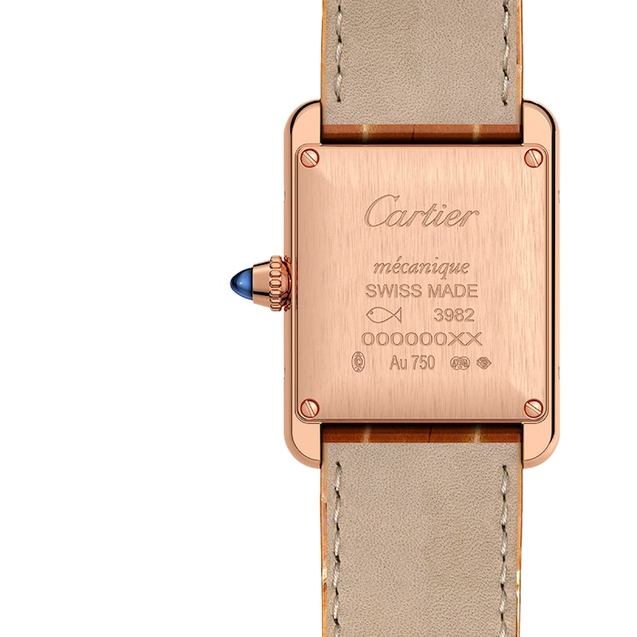 Cartier Tank Louis Cartier Watch Small Model, Hand-Wound Mechanical Movement, Rose Gold, Leather