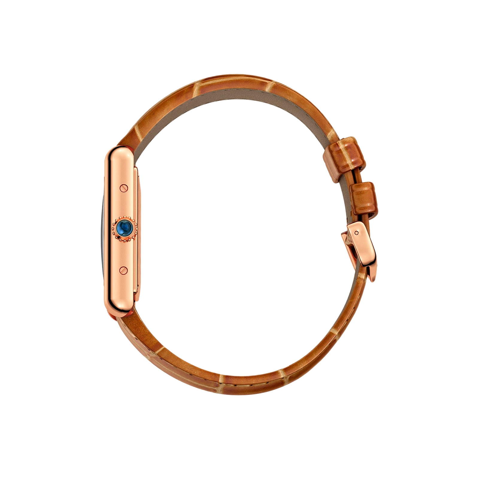 Cartier Tank Louis Cartier Watch Small Model, Hand-Wound Mechanical Movement, Rose Gold, Leather