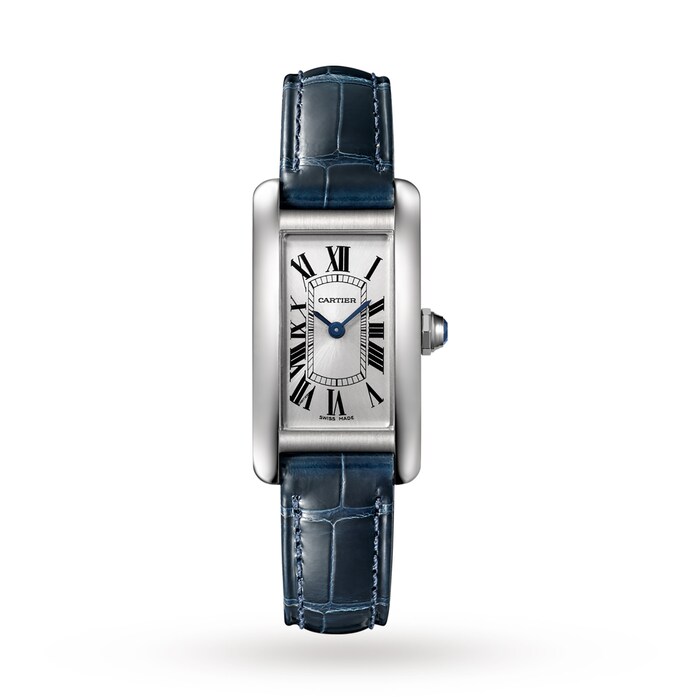 Cartier Tank Américaine Watch Small Model, Quartz Movement, Steel, Leather