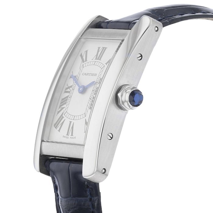 Cartier Tank Américaine Watch Small Model, Quartz Movement, Steel, Leather