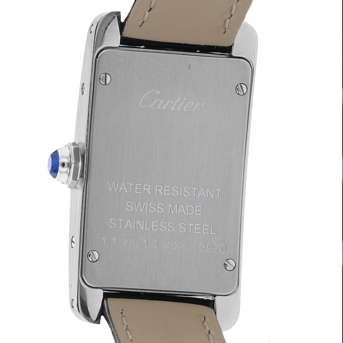Cartier Tank Américaine Watch Small Model, Quartz Movement, Steel, Leather
