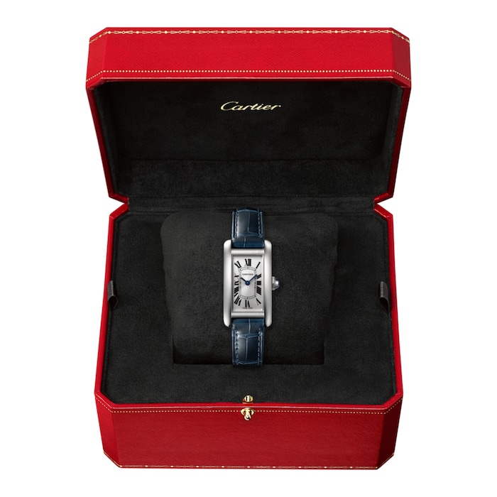 Cartier Tank Américaine Watch Small Model, Quartz Movement, Steel, Leather