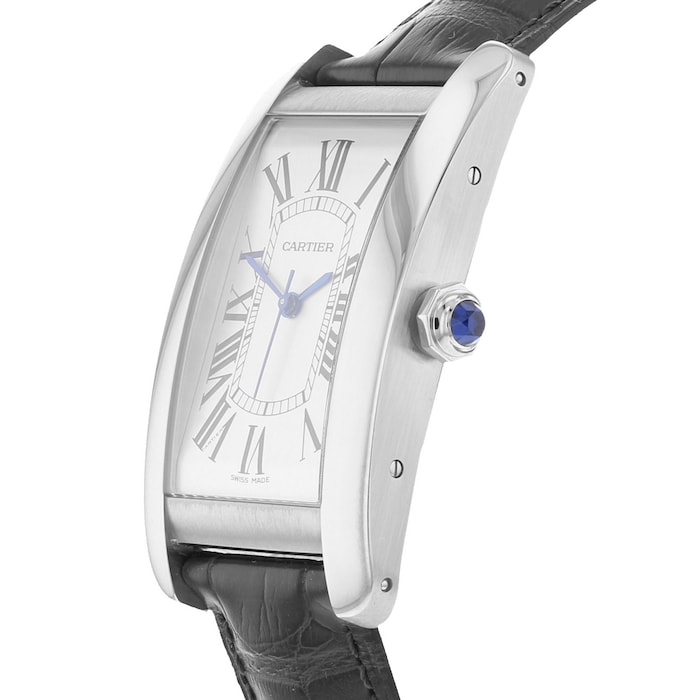 Cartier Tank Américaine Watch Medium Model, Automatic Movement, Steel, Leather