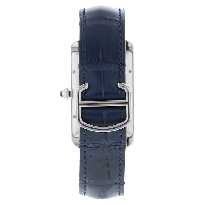 Cartier Tank Américaine Watch Medium Model, Automatic Movement, Steel, Leather