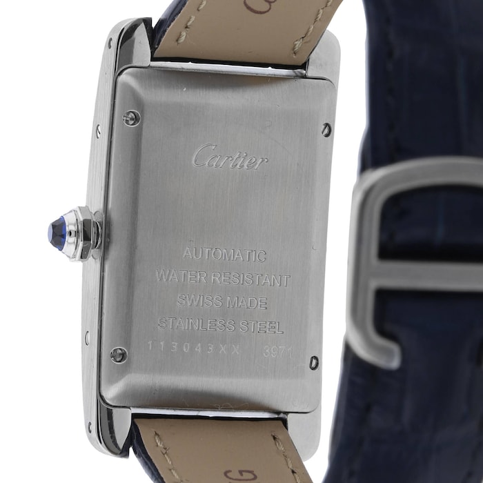 Cartier Tank Américaine Watch Medium Model, Automatic Movement, Steel, Leather