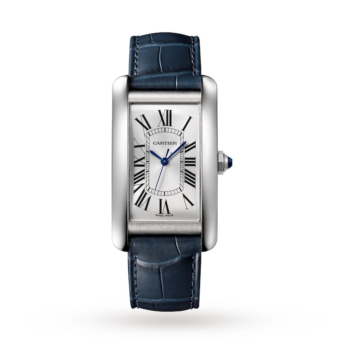 Cartier Tank Américaine Watch Large Model, Automatic Movement, Steel, Leather