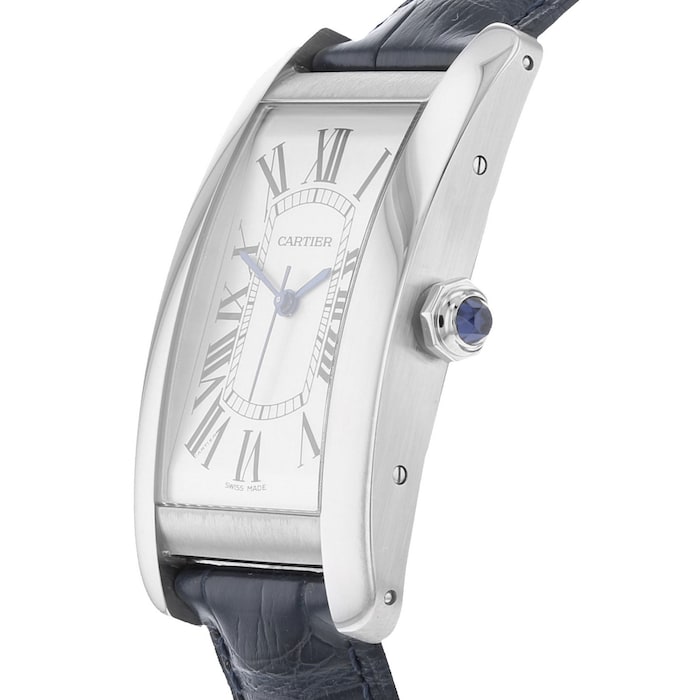 Cartier Tank Américaine Watch Large Model, Automatic Movement, Steel, Leather