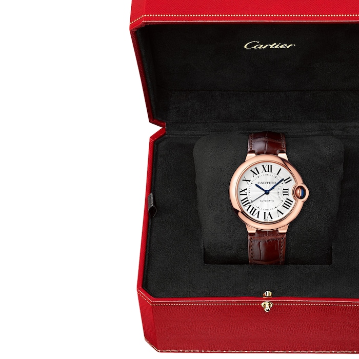 Cartier Ballon Bleu De Cartier Watch 36mm, Automatic Movement, Pink Gold, Leather