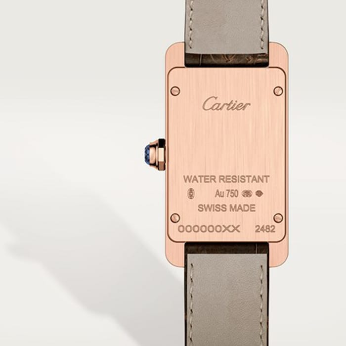 Cartier Tank Américaine Watch Small Model, Quartz Movement, Rose Gold, Leather