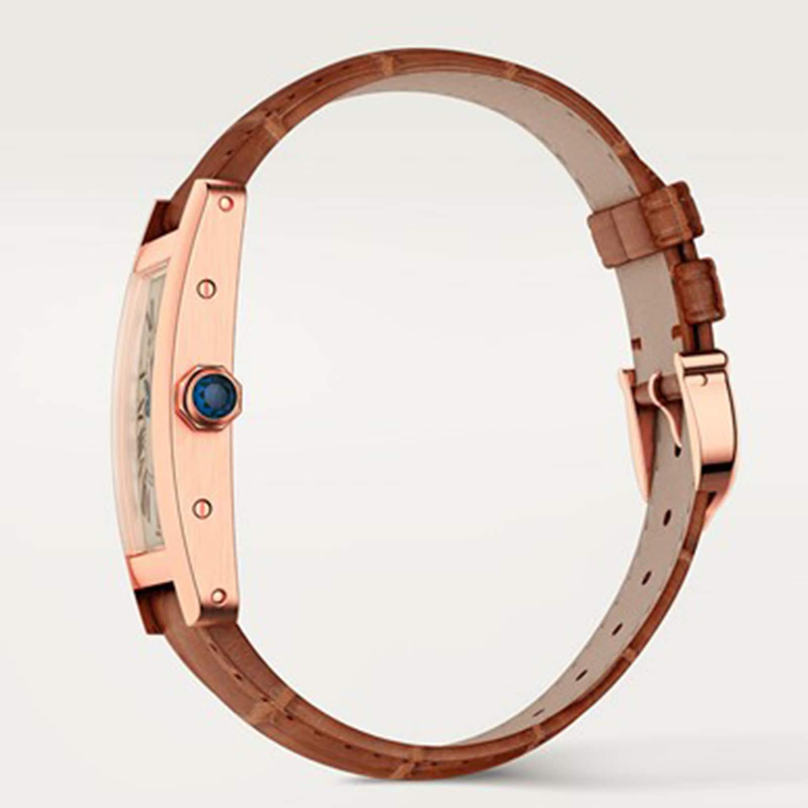 Cartier Tank Américaine Watch Small Model, Quartz Movement, Rose Gold, Leather