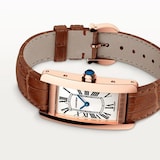 Cartier Tank Américaine Watch Small Model, Quartz Movement, Rose Gold, Leather