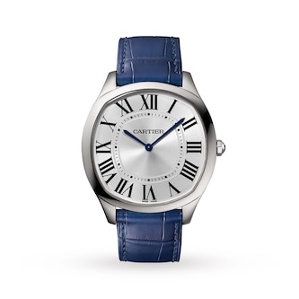 Cartier Drive De Cartier Extra-Flat Watch Large Model, Hand-Wound Mechanical Movement, Steel, Leather Cartier Drive De Cartier Extra-Flat Watch Large Model, Hand-Wound Mechanical Movement, Steel, Leather