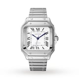 Cartier Santos De Cartier Watch Medium Model, Automatic Movement, Steel, Interchangeable Metal And Leather Bracelets