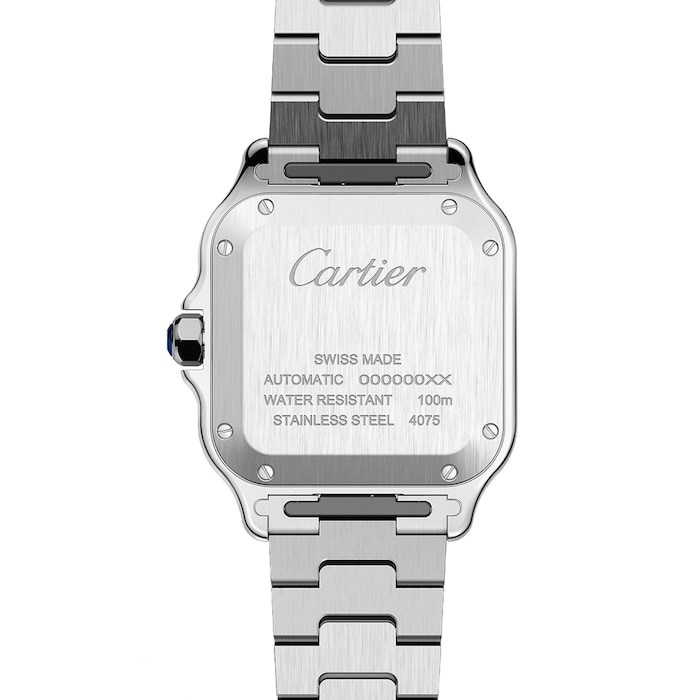 Cartier Santos De Cartier Watch Medium Model, Automatic Movement, Steel, Interchangeable Metal And Leather Bracelets