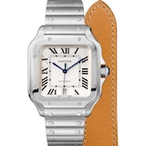 Cartier Santos De Cartier Watch Large Model, Automatic Movement, Steel, Interchangeable Metal And Leather Bracelets
