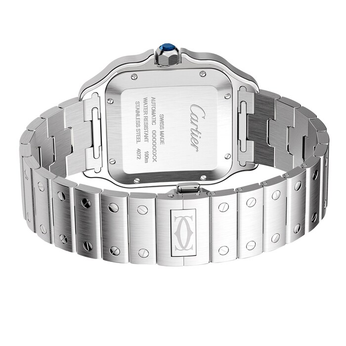 Cartier Santos De Cartier Watch Large Model, Automatic Movement, Steel, Interchangeable Metal And Leather Bracelets