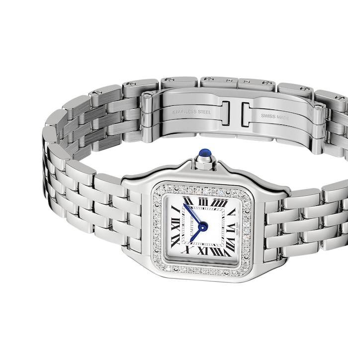 Cartier Panthère De Cartier Watch Small Model, Quartz Movement, Steel, Diamonds