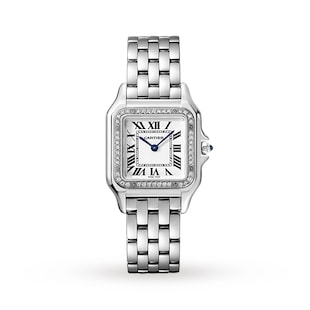 Cartier Panthère De Cartier Watch Medium Model, Quartz Movement, Steel, Diamonds