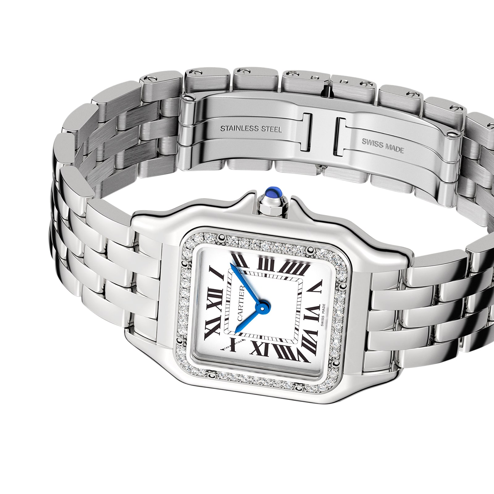 Cartier Panthère De Cartier Watch Medium Model, Quartz Movement, Steel, Diamonds Cartier Panthère De Cartier Watch Medium Model, Quartz Movement, Steel, Diamonds
