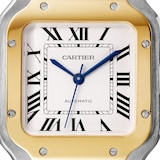 Cartier Santos De Cartier Watch Medium Model, Automatic Movement, Yellow Gold, Steel, Interchangeable Metal And Leather Bracelets