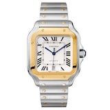 Cartier Santos De Cartier Watch Large Model, Automatic Movement, Yellow Gold, Steel, Interchangeable Metal And Leather Bracelets