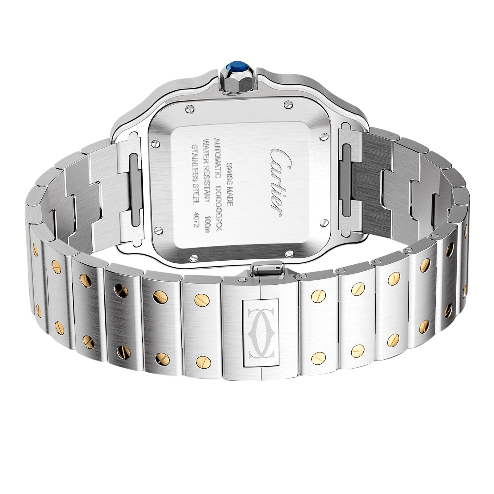 Cartier Santos De Cartier Watch Large Model, Automatic Movement, Yellow Gold, Steel, Interchangeable Metal And Leather Bracelets Cartier Santos De Cartier Watch Large Model, Automatic Movement, Yellow Gold, Steel, Interchangeable Metal And Leather Bracelets