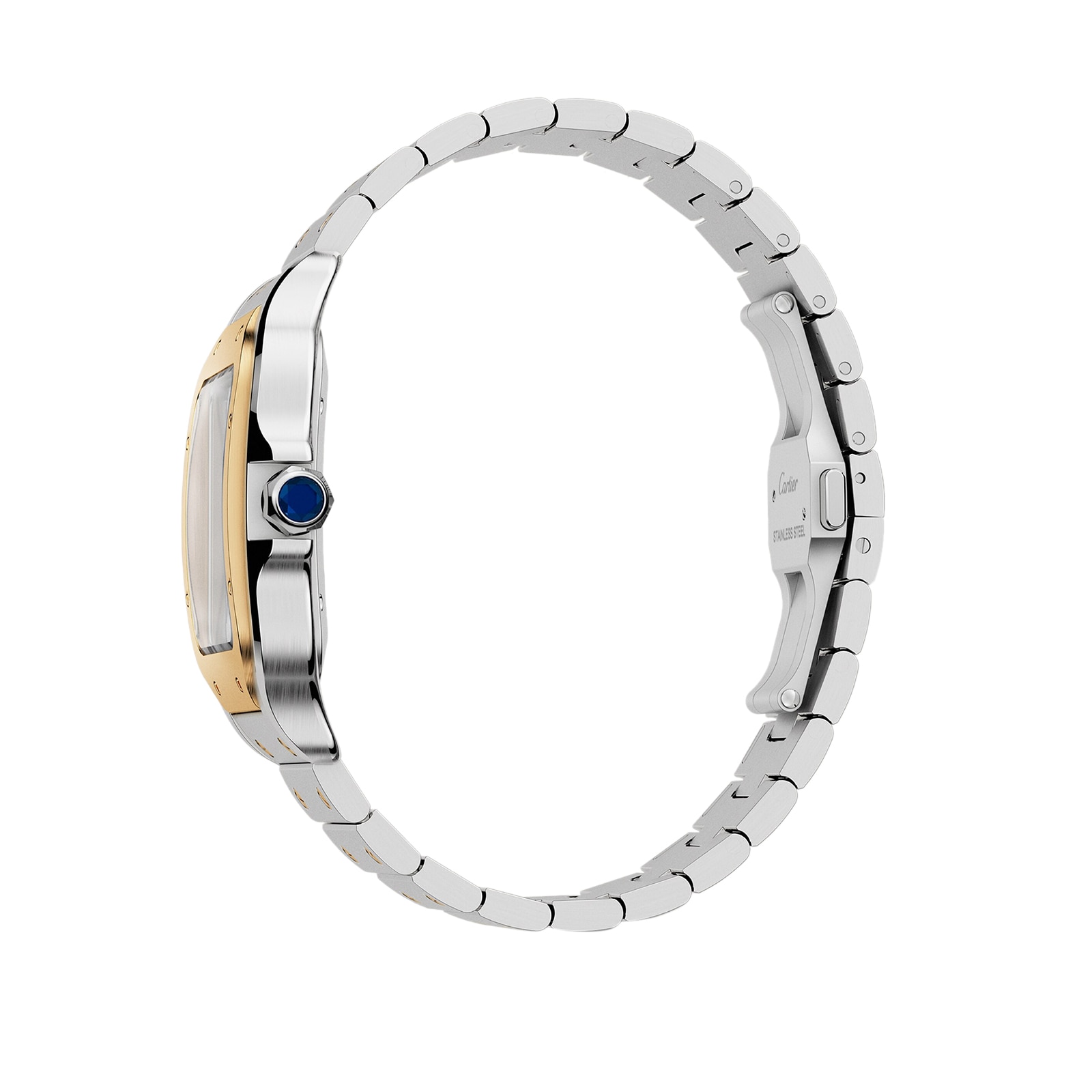 Cartier Santos De Cartier Watch Large Model, Automatic Movement, Yellow Gold, Steel, Interchangeable Metal And Leather Bracelets