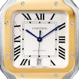 Cartier Santos De Cartier Watch Large Model, Automatic Movement, Yellow Gold, Steel, Interchangeable Metal And Leather Bracelets