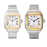 Cartier Santos De Cartier Watch Large Model, Automatic Movement, Yellow Gold, Steel, Interchangeable Metal And Leather Bracelets