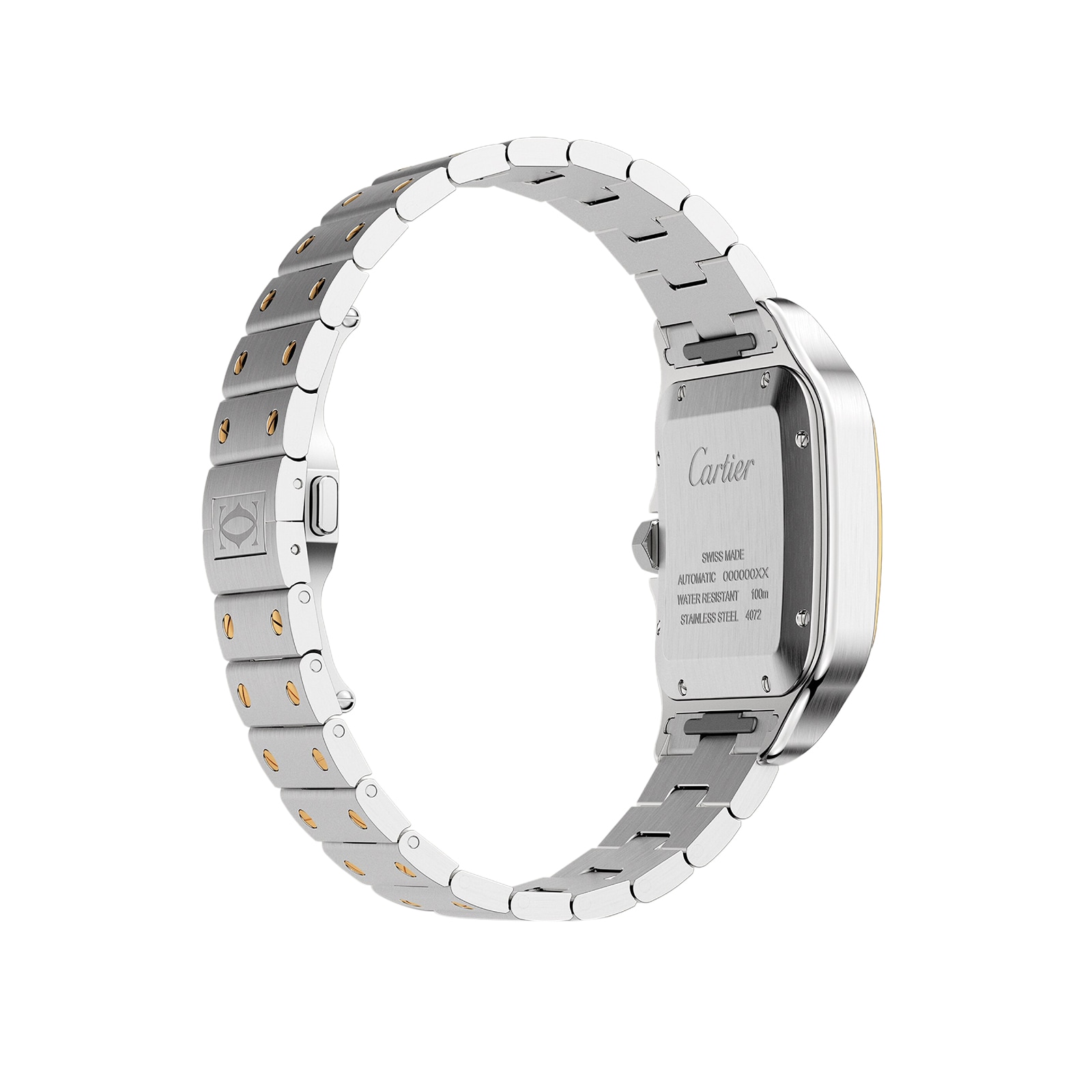 Cartier Santos De Cartier Watch Large Model, Automatic Movement, Yellow Gold, Steel, Interchangeable Metal And Leather Bracelets