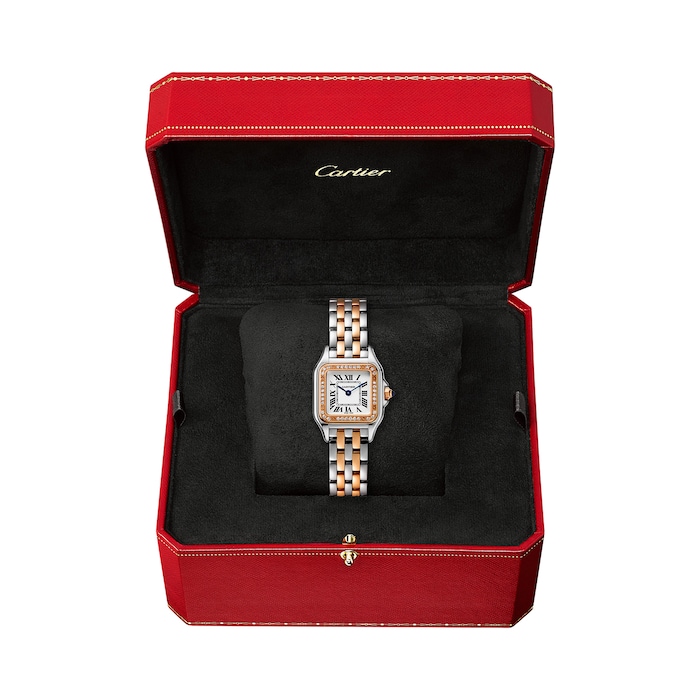 Cartier Panthère De Cartier Watch Small Model, Quartz Movement, Rose Gold, Steel, Diamonds