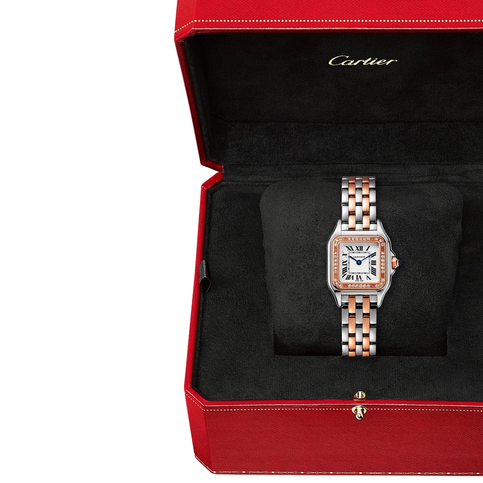 Cartier Panthère De Cartier Watch Small Model, Quartz Movement, Rose Gold, Steel, Diamonds