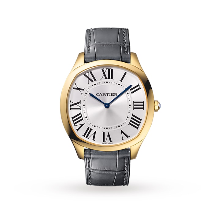 Cartier Drive De Cartier Watch Large Model, Hand-Wound Mechanical Movement, Yellow Gold, Leather