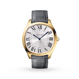 17310960 - Drive De Cartier Watch Large Model, Hand-Wound Mechanical Movement, Yellow Gold, Leather