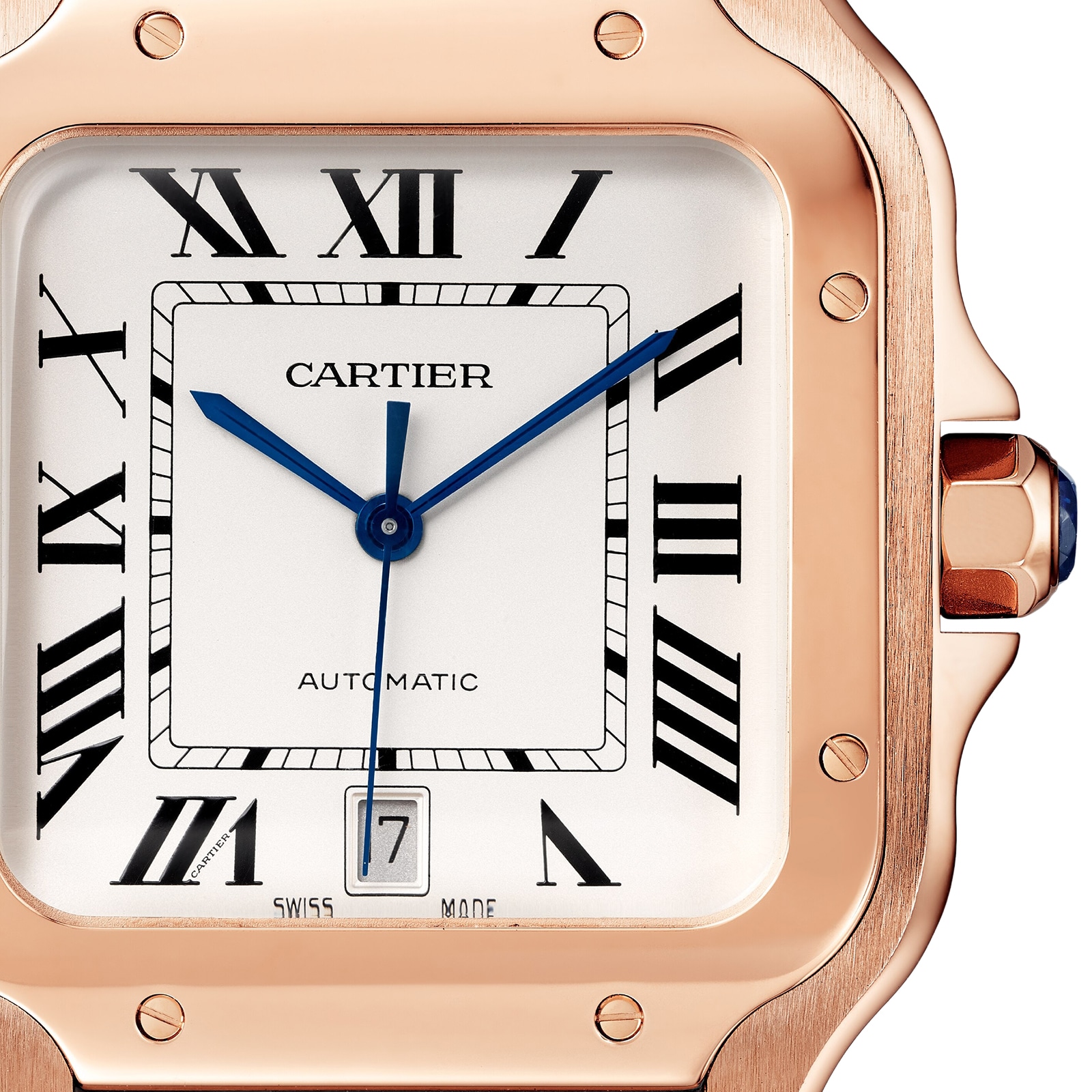 Cartier Santos De Cartier Watch Large Model, Automatic Movement, Rose Gold, 2 Interchangeable Leather Bracelets Cartier Santos De Cartier Watch Large Model, Automatic Movement, Rose Gold, 2 Interchangeable Leather Bracelets