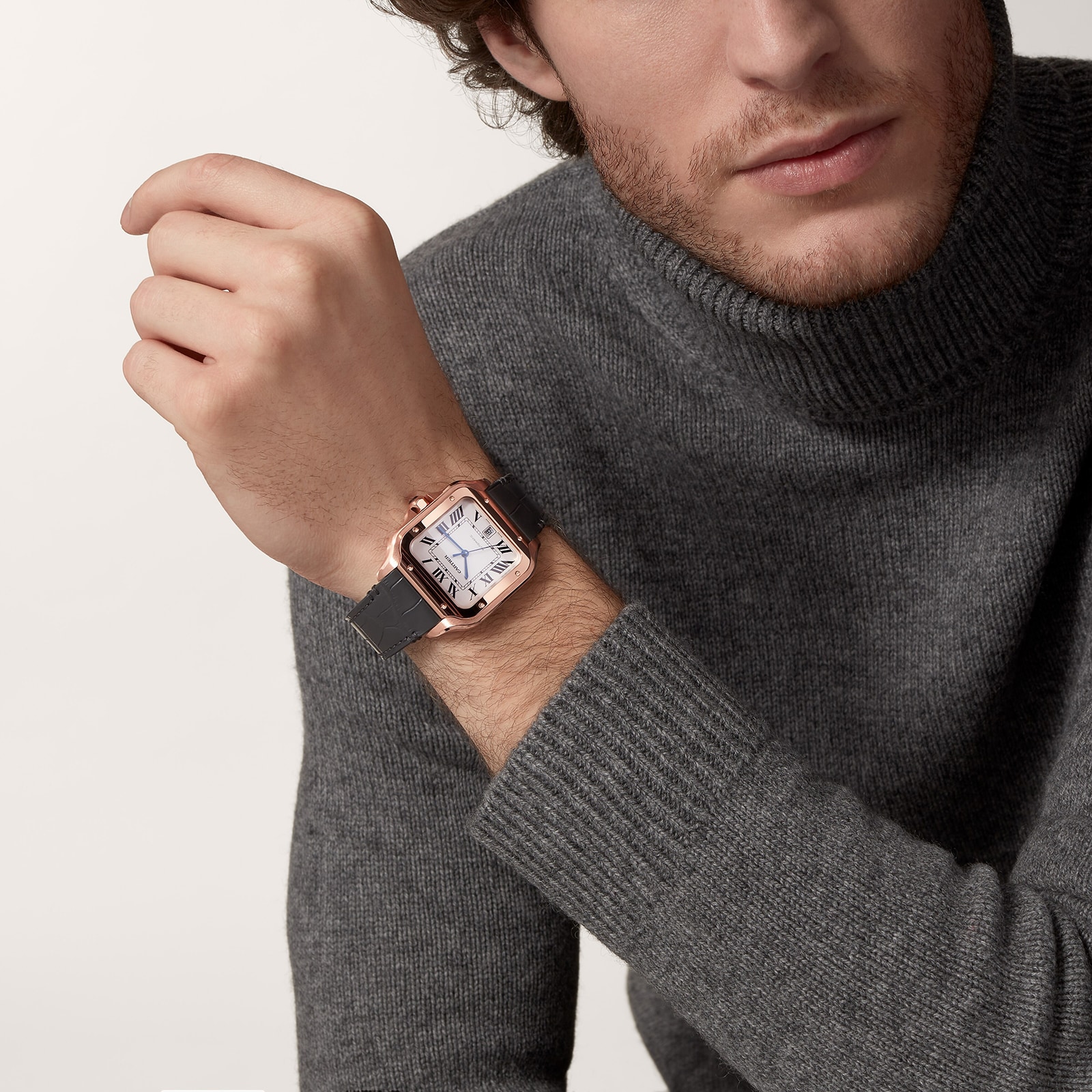 Cartier Santos De Cartier Watch Large Model, Automatic Movement, Rose Gold, 2 Interchangeable Leather Bracelets Cartier Santos De Cartier Watch Large Model, Automatic Movement, Rose Gold, 2 Interchangeable Leather Bracelets
