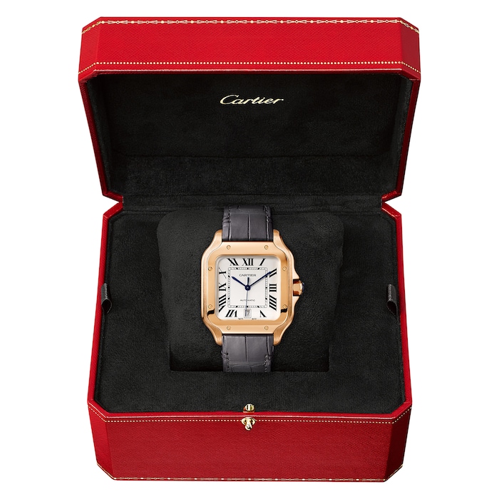 Cartier Santos De Cartier Watch Large Model, Automatic Movement, Rose Gold, 2 Interchangeable Leather Bracelets