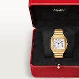 Cartier Santos De Cartier Watch Medium Model, Automatic Movement, Yellow Gold, Interchangeable Metal And Leather Bracelets