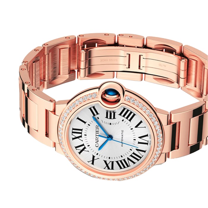 Cartier Ballon Bleu De Cartier Watch 36mm, Mechanical Movement With Automatic Winding, Rose Gold, Diamonds