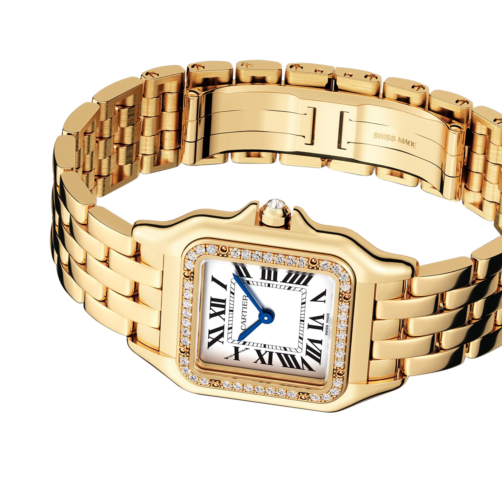 Cartier gold diamond watch best sale