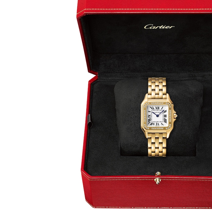 Cartier Panthère De Cartier Watch Medium Model, Quartz Movement, Yellow Gold, Diamonds