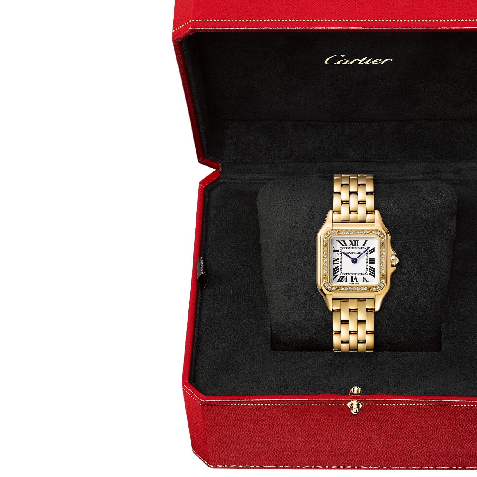 Cartier Panthère De Cartier Watch Medium Model, Quartz Movement, Yellow Gold, Diamonds