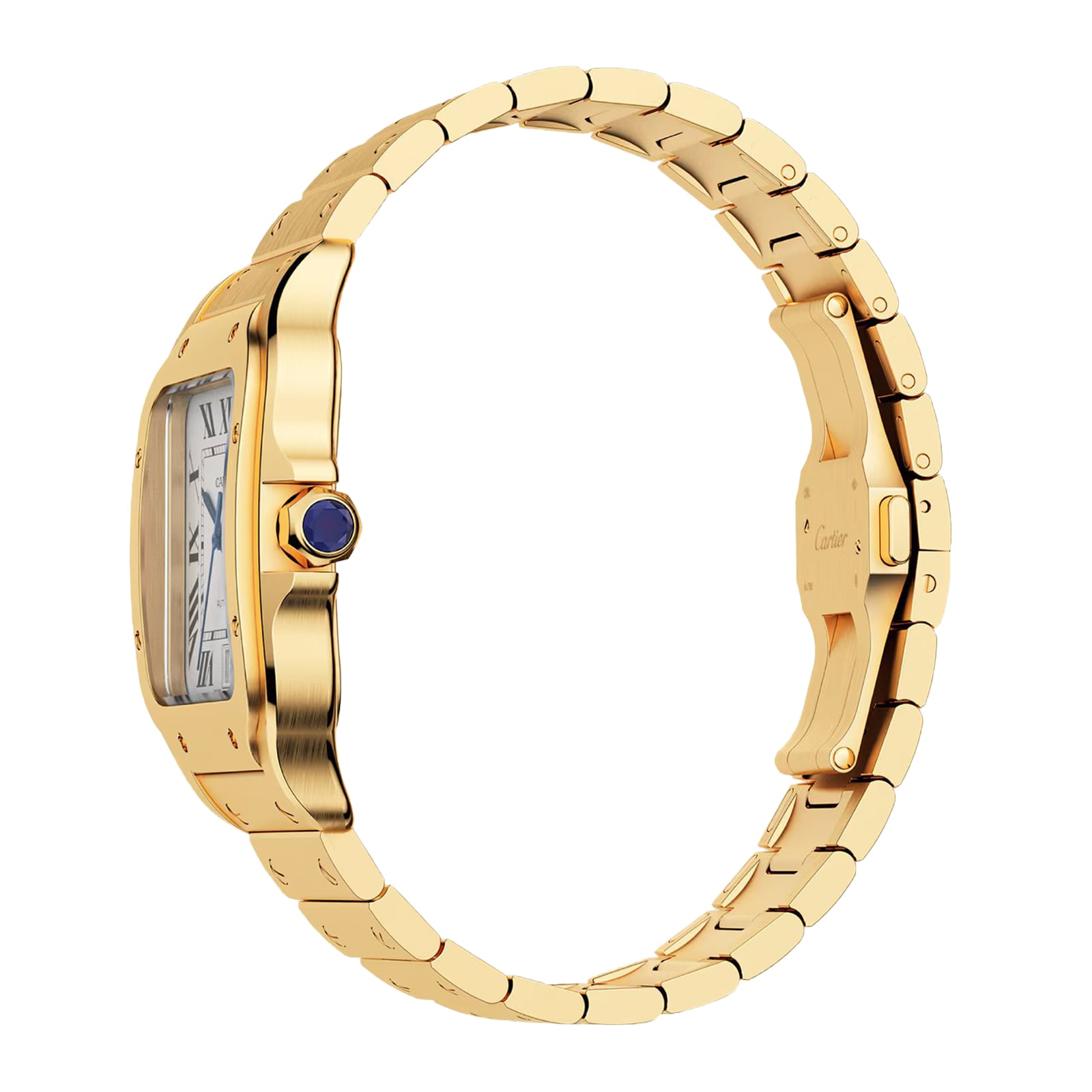 Cartier Santos De Cartier Watch Large Model, Automatic Movement, Yellow Gold, Interchangeable Metal And Leather Bracelets