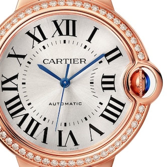 Cartier Ballon Bleu De Watch, 36mm, Rose Gold, Diamonds, Leather