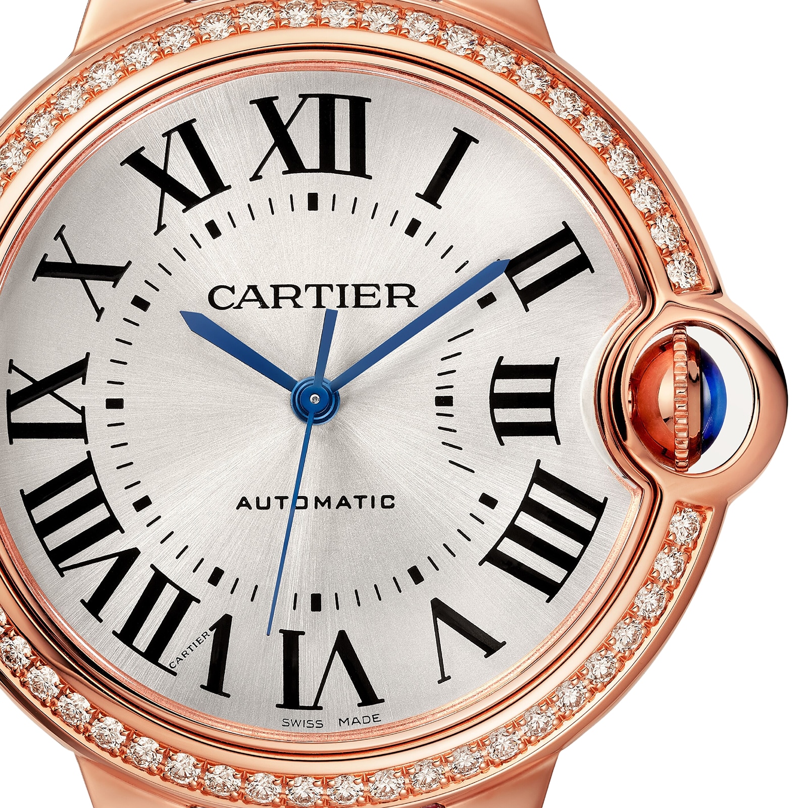 Cartier Ballon Bleu De Watch, 36mm, Rose Gold, Diamonds, Leather