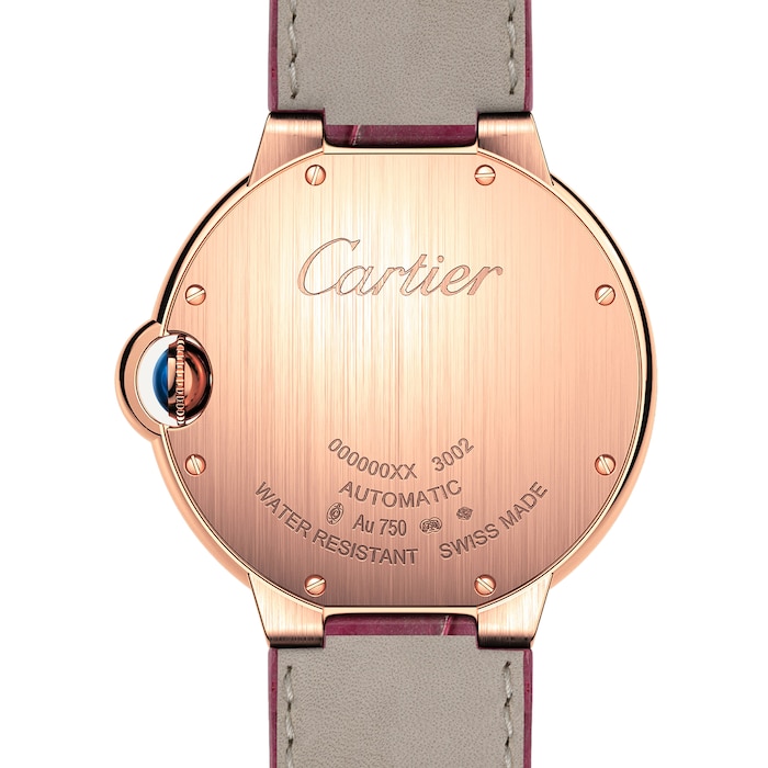 Cartier Ballon Bleu De Watch, 36mm, Rose Gold, Diamonds, Leather