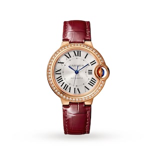 Cartier Ballon Bleu De Watch, 33mm, Rose Gold, Diamonds, Leather