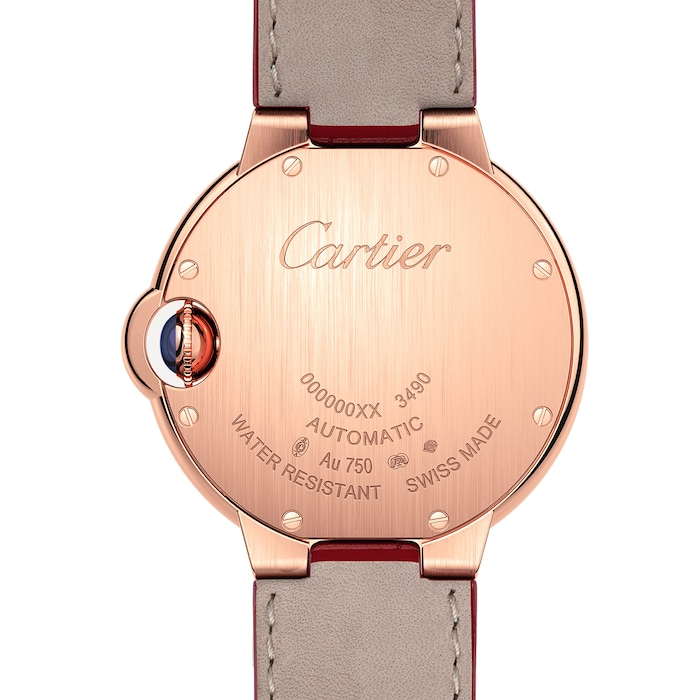 Cartier Ballon Bleu De Watch, 33mm, Rose Gold, Diamonds, Leather