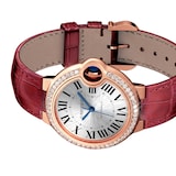 Cartier Ballon Bleu De Watch, 33mm, Rose Gold, Diamonds, Leather